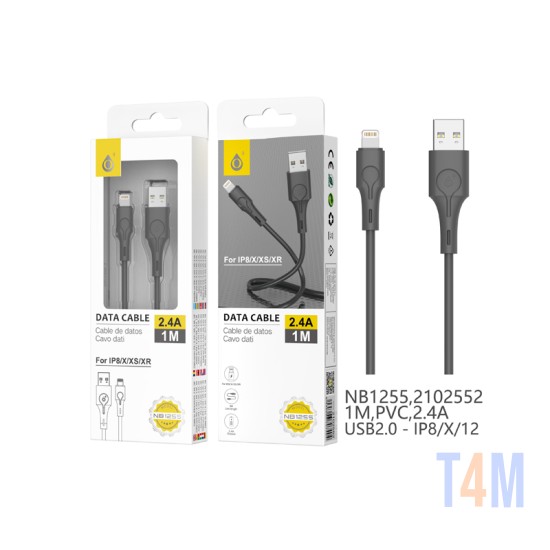 CABLE DE DATOS ABANICO ONEPLUS NB1255 NE PARA IP 5-12 2,4A 1M NEGRO